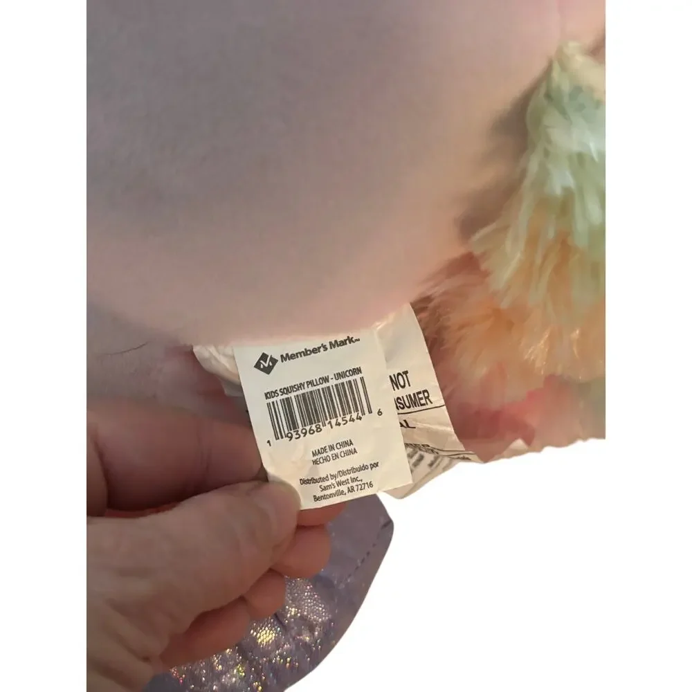 Memebers Mark plush super soft unicorn pink pillow 24” long euc decoration only